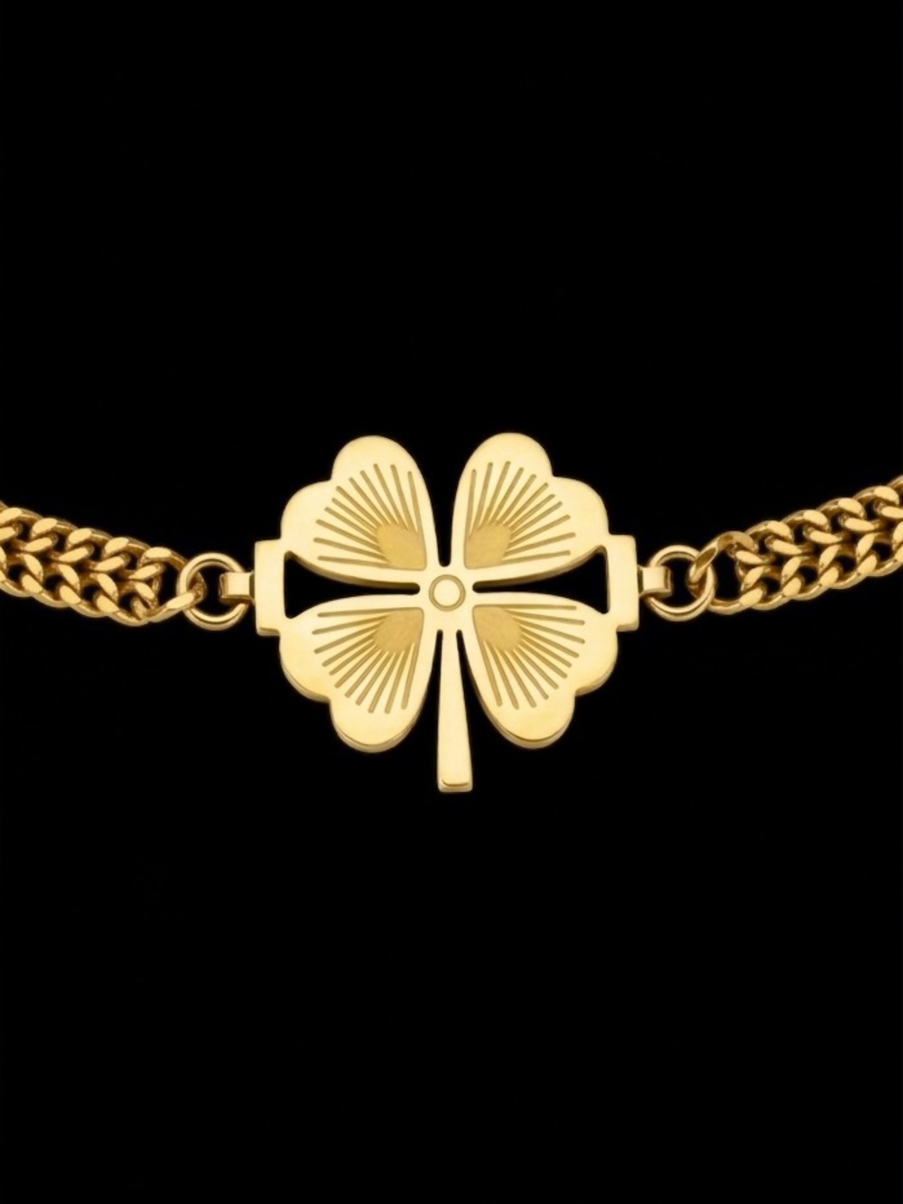 “Crimped Clover” Four Leaf Quatrefoil Shamrock Prosperity Lucky Radiant Bracelet